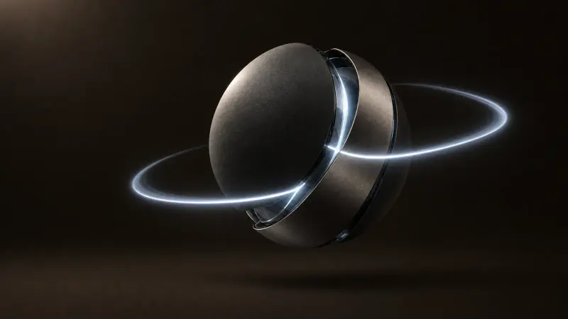 Abstract render of a dark sphere with a light ring