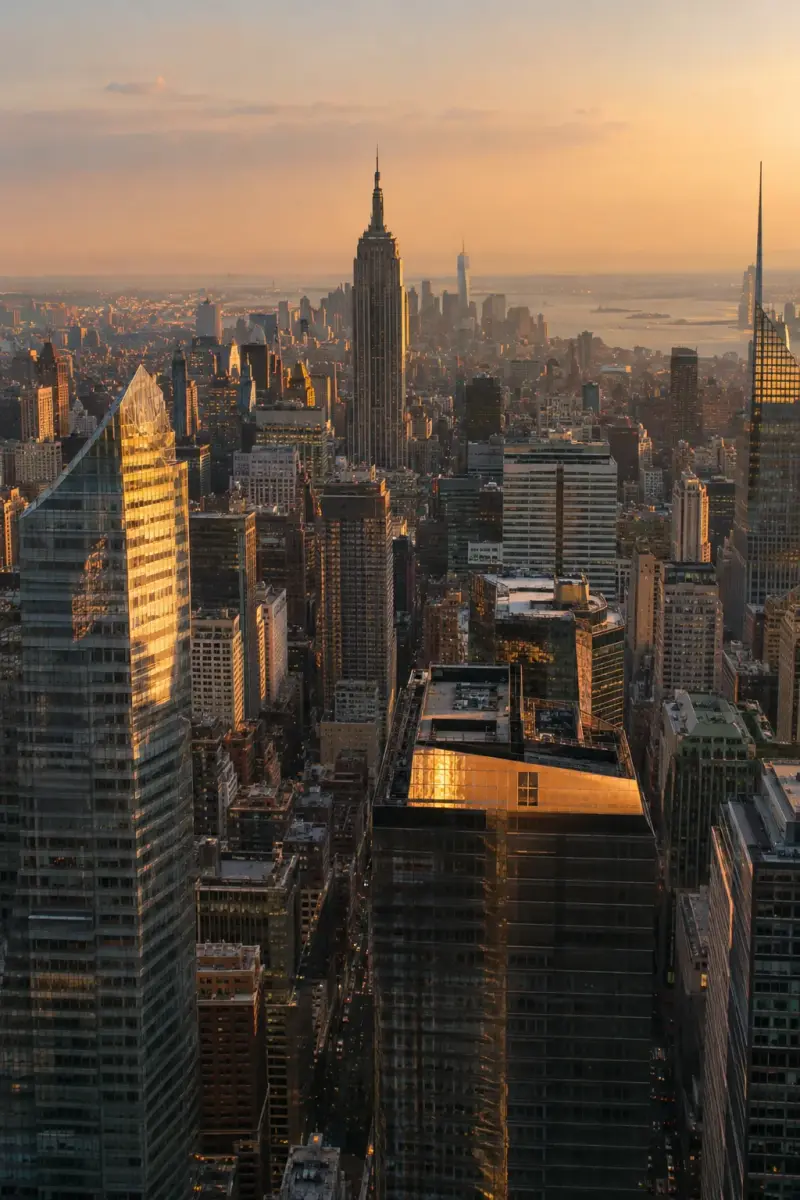 New York skyline at golden hour